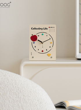 EMITDOOG奶油风客厅台式钟表桌面玄关座钟电视柜时钟装饰品