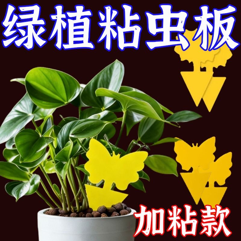 花型蝴蝶型粘虫板黄板双面强力室内专用家用蓟马插杆植物蚊子粘板