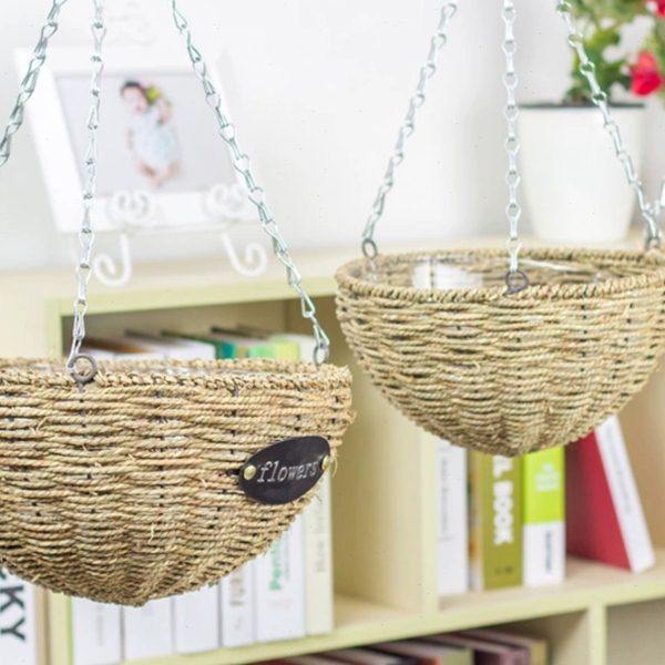 吊篮花盆藤编草编花盆花篮悬挂挂钩挂墙壁挂花盆绿萝吊兰盆,家居饰品,花盆,淘宝优惠券,粉丝福利购,淘宝优惠卷