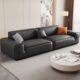 集运大黑牛头层真皮沙发客厅小户型现代简约科技布艺直排式 豆腐块