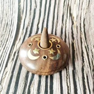 木制塔香香锥香托熏香香盘月亮装 饰线香香插