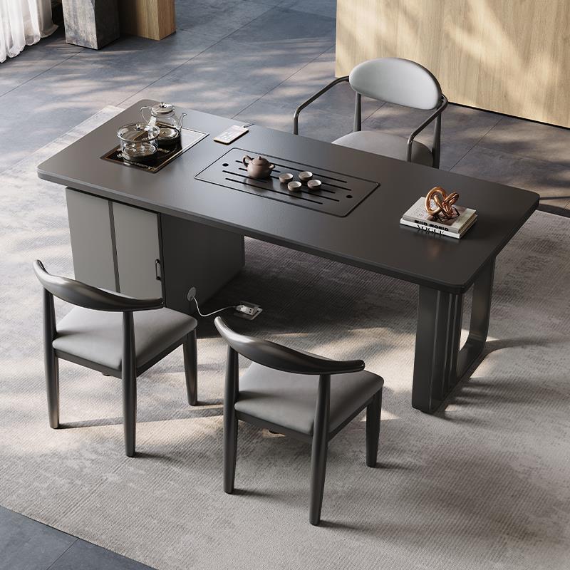 意式岩板阳台高档功夫泡茶桌家用现代客厅小户型飘窗茶台一桌五椅