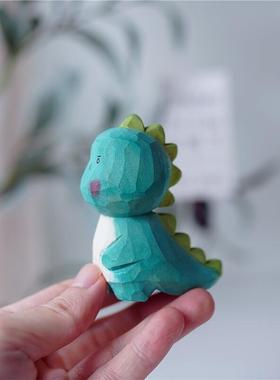 Joe小恐龙小怪兽木雕可爱手作装饰 纯手工 生日礼物实木桌面摆件