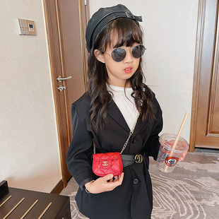 菱格单肩包小孩子迷你零钱包宝宝出游链条包 女童小包包斜挎包时尚