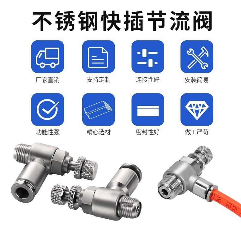 316L不锈钢快速接头快插型SL6-M5/4-01/10-03/12-04调节节流
