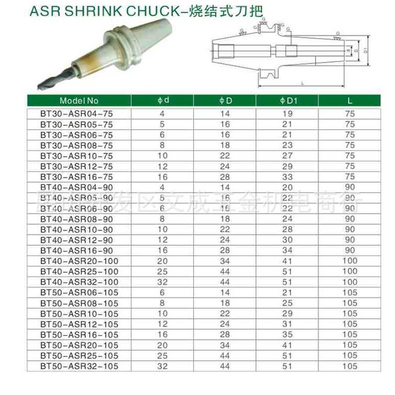 烧结式刀刀把BT30-ASR04-75,BT40-ASRR04-90等规格齐全