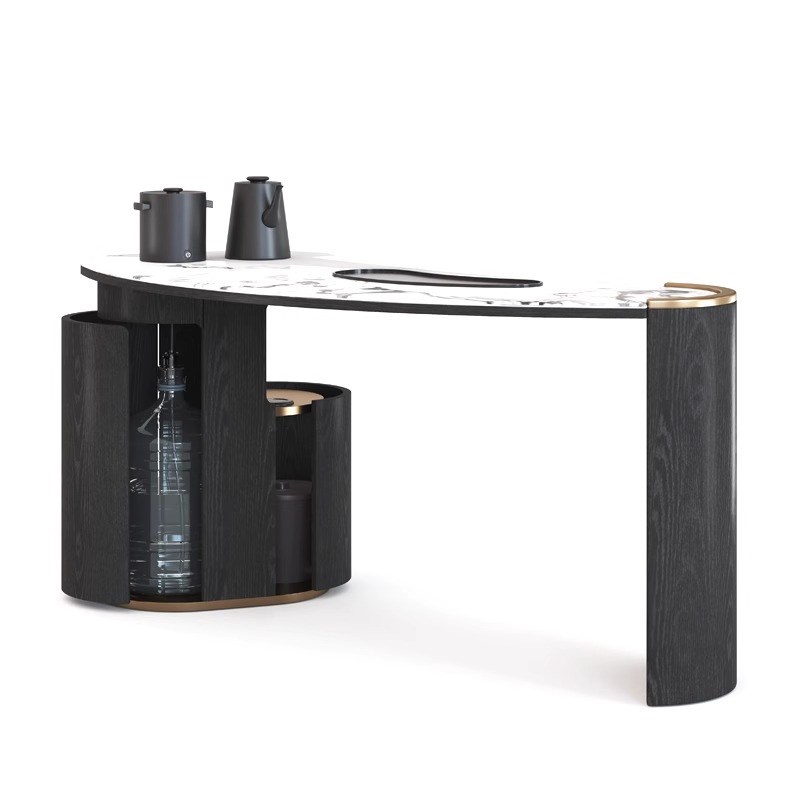 阳台茶桌轻奢简约现代大理石高级感家用小茶台烧水壶一体2024新款