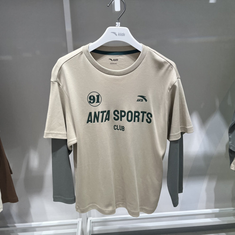 安踏T恤衫2025秋季男童潮流系列圆领针织长袖衫 352538404L