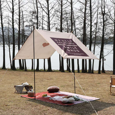 野餐露营天幕帐篷户外小众遮阳方形精致野炊春游便携防雨防晒幕布