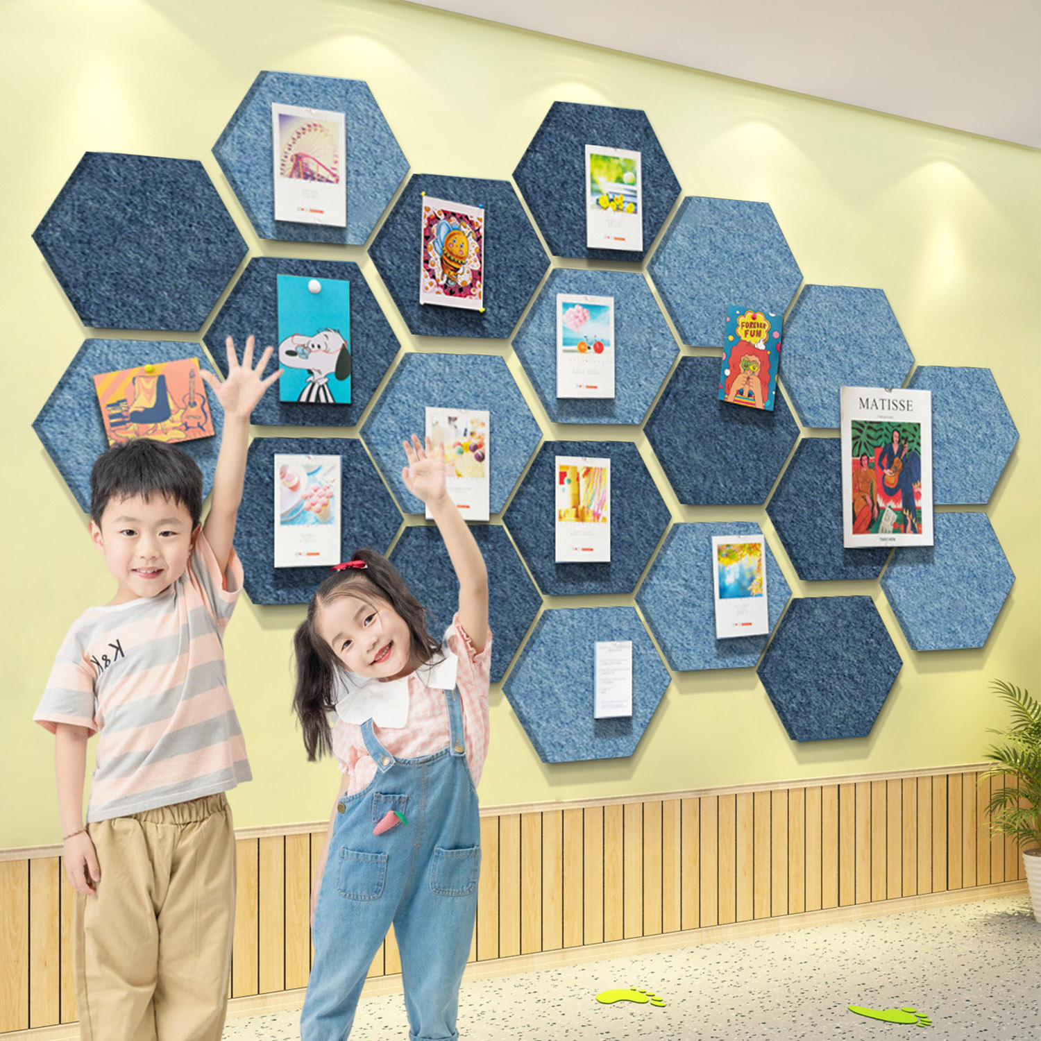 幼儿园楼梯走廊环创毛毡板主题墙贴照片展示文化墙面装饰画背景板
