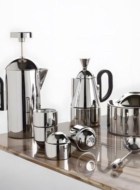 现代轻奢金属创意摩卡水壶套装样板间售楼处咖啡厅杯子托装饰摆件