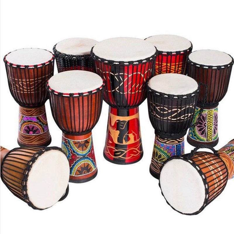 初学者 非洲手鼓4寸6寸8寸10寸12寸整木掏空Q彩绘丽江儿童非洲鼓