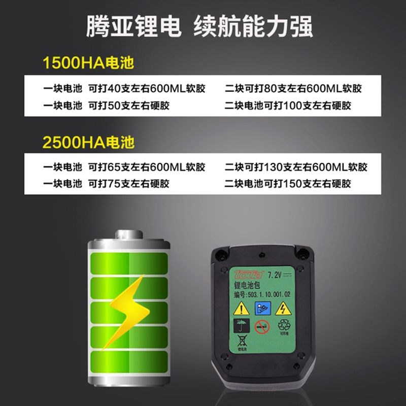 A腾亚电动胶枪全自动玻璃胶抢美缝软H胶结构胶电动锂电两用打胶枪