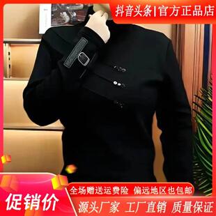 啓迅闻服饰迪瑟森黑刃斜扣冬季加绒帅气时尚休闲高端卫衣简约修身