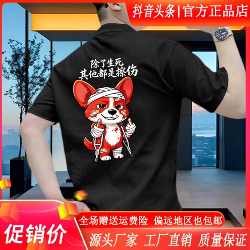 北嘉服饰美式潮牌男士短袖T恤圆领半袖夏季休闲潮流上衣个性体恤