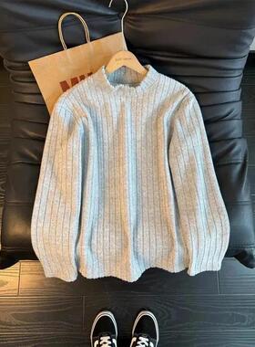 其量轻奢加绒加厚厚棉T男女款秋冬宽松休闲长袖T恤半高领打底衣