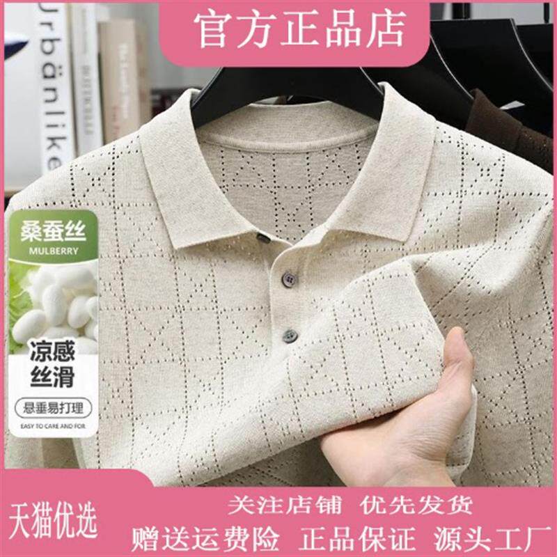 枫善服饰夏季新款老钱风男士POLO衫半袖透气网眼翻领短袖针织衫