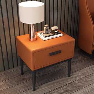 北欧轻奢卧室床头柜皮制实木床边柜衣帽间收纳房今年新款储物柜子