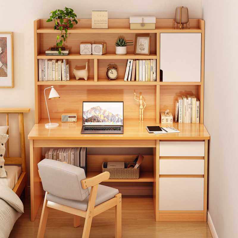 书桌书架一体桌子带书柜简约家用卧室电脑桌台式学生学习写字桌子,住宅家具,书架,淘宝优惠券,粉丝福利购,淘宝优惠卷
