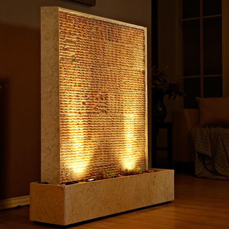 石材水幕墙流水屏风庭院水景观别墅公司玄关隔断假山喷泉鱼池摆件