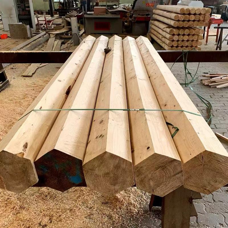 户外樟子松花旗防腐木古建圆柱木圆柱碳化圆木立柱圆木棒屋顶木梁