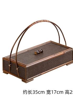 新中式样板间厨房摆件售楼处竹篮陶瓷盘碗碟筷子软装饰品组合套装