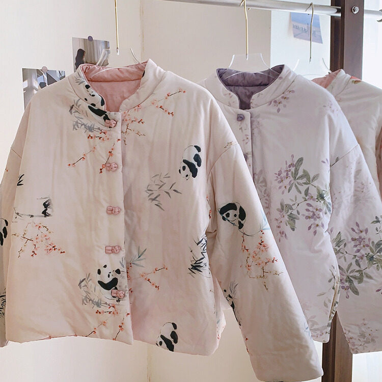 秋冬居家睡衣棉服女新中式两面穿宽松舒服加厚保暖长袖外套有口袋