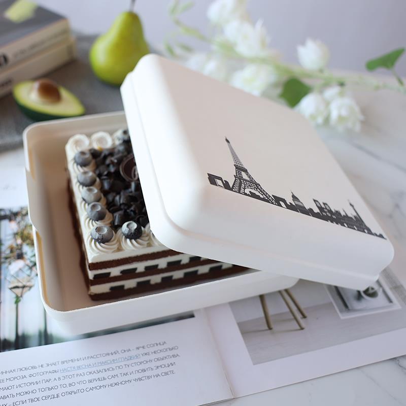 8寸慕斯蛋糕盒6寸巴斯克芝士包装盒打包盒子白色简约免折叠可定制