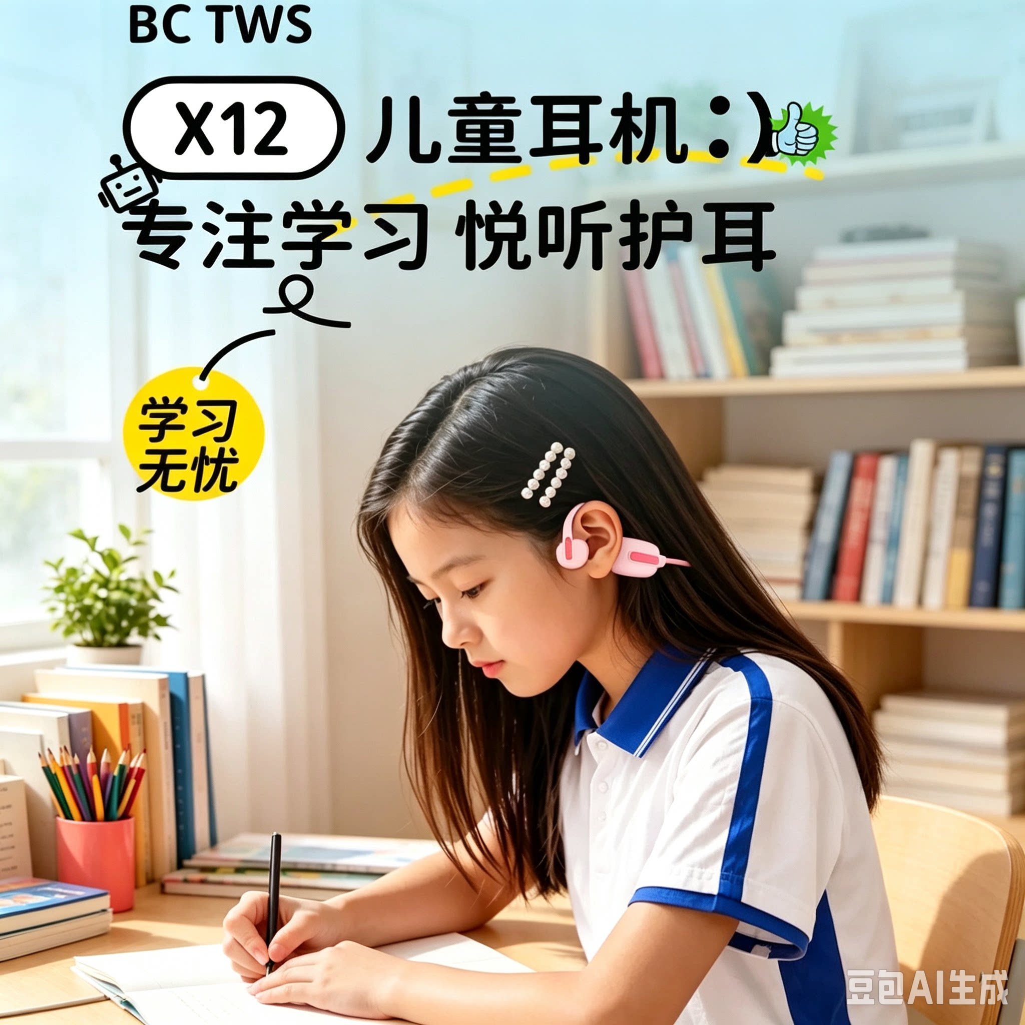 倾听者骨传导耳机适配K9 K9pro k5 k3 m2s儿童耳机不入耳小孩专用