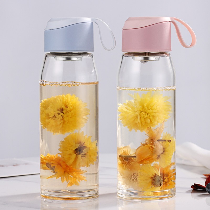 提绳韩版玻璃杯女便携学生水杯简C约清新随手杯带滤网密封不漏水