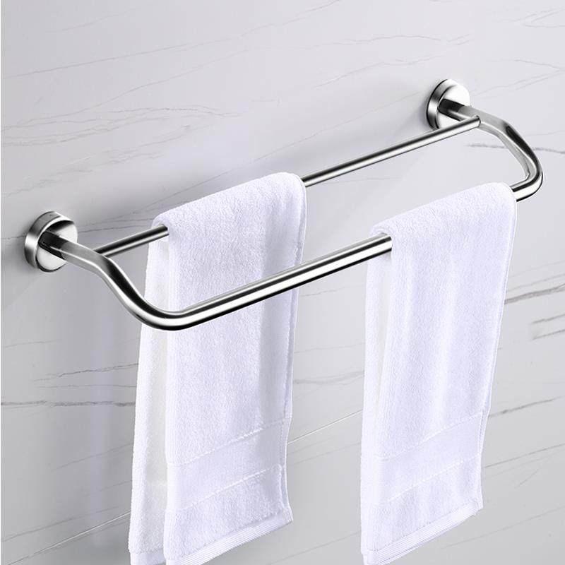 浴室厕所晾毛巾双杆挂架304不锈钢毛巾架免打孔卫生间置物架简约