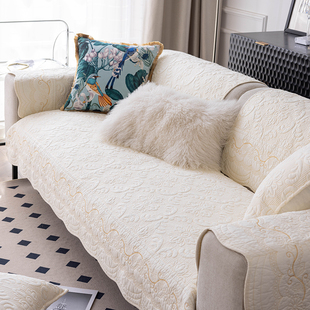 复古全棉刺绣沙发垫四季 法式 通用奶油风防滑坐垫子套罩巾盖布座垫