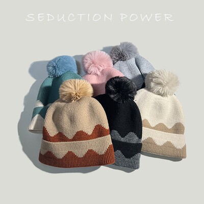 双层保暖加绒加厚毛绒针织帽