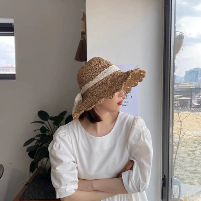 法式蝴蝶结渔夫草帽女遮阳防晒