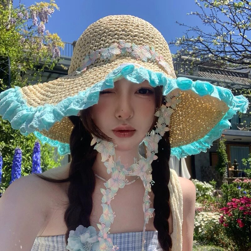 夏季亲子款镂空透气遮阳草帽