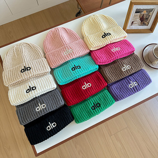 AL针织帽男女同款美式潮牌字母刺绣针织帽秋冬保暖情侣显脸小时尚