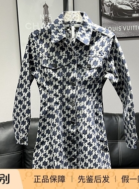 卡尔拉格斐深蓝色满logo牛仔连衣裙 149473