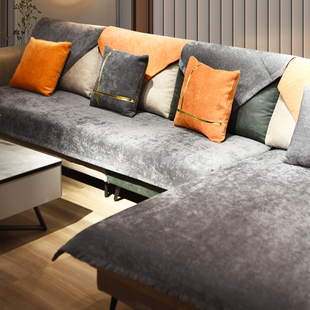 通用轻奢风沙发垫现代简约高档真皮防滑沙发坐垫雪尼尔套罩巾 四季