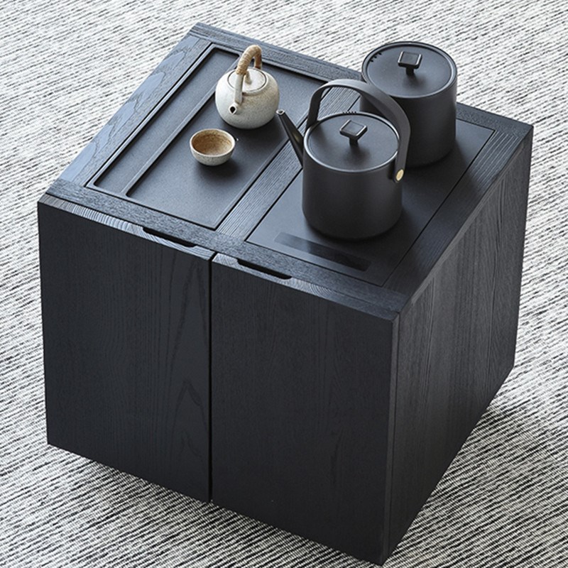 白蜡木碳化茶水柜客厅边几移动茶台茶桌家用实木茶几烧水壶一体