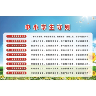 中小学生守则墙贴日常行为规范社会主义核心价值观海报教室布置新