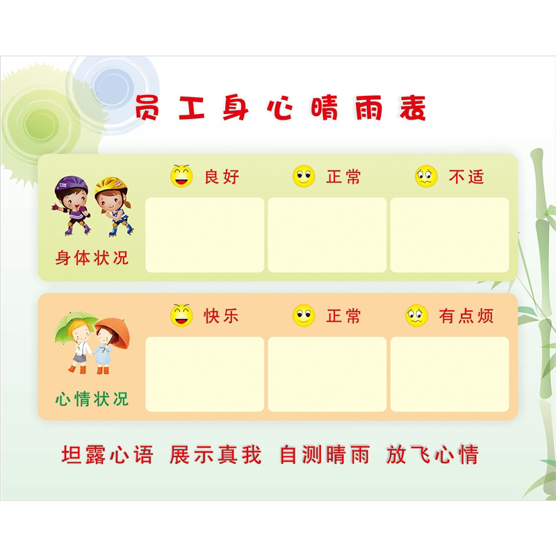 海报印制展板写真喷绘贴纸企业文化员工身心晴雨表墙贴纸广告纸图片