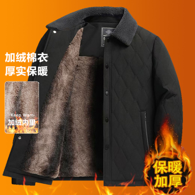啄木鸟冬装外套棉衣中老年人男士加绒加厚款棉袄冬季保暖爸爸装