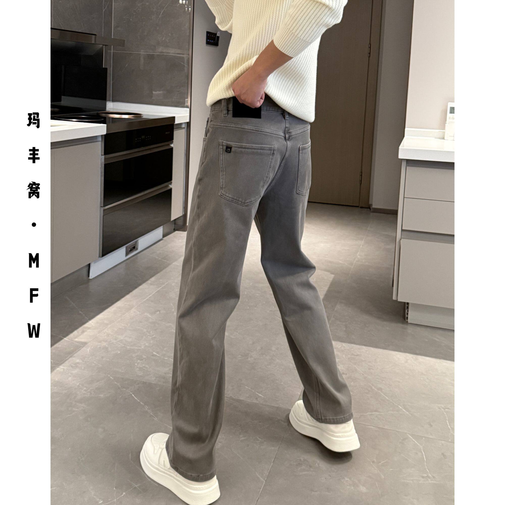 玛丰窝2025男裤冬季厚加绒做旧简约直筒百搭宽松潮流牛仔裤25269