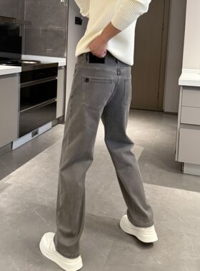玛丰窝2025男裤冬季厚加绒做旧简约直筒百搭宽松潮流牛仔裤25269