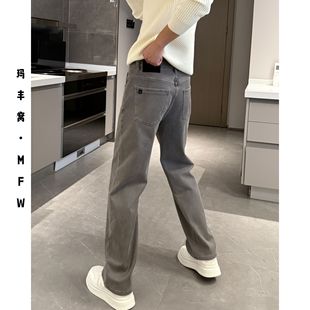 25269 厚加绒做旧简约直筒百搭宽松潮流牛仔裤 玛丰窝2025男裤 冬季