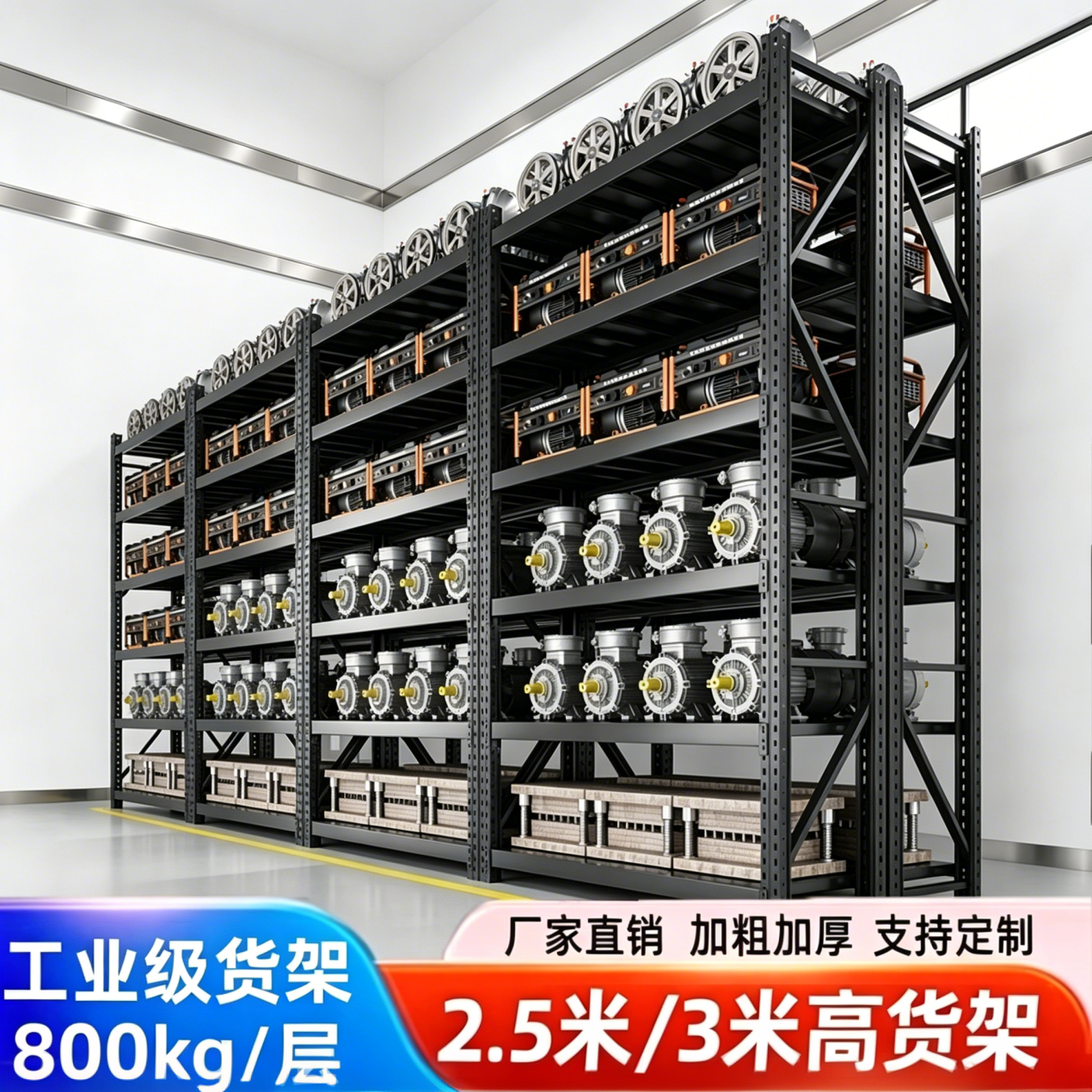 3米加高仓储货架2.5米五六七层多层置物架工业仓库超强承重型铁架