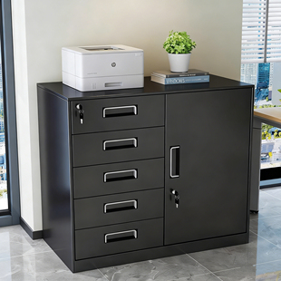 偏五斗文件柜办公室铁皮矮柜财务带锁资料柜抽屉储物柜工具收纳柜