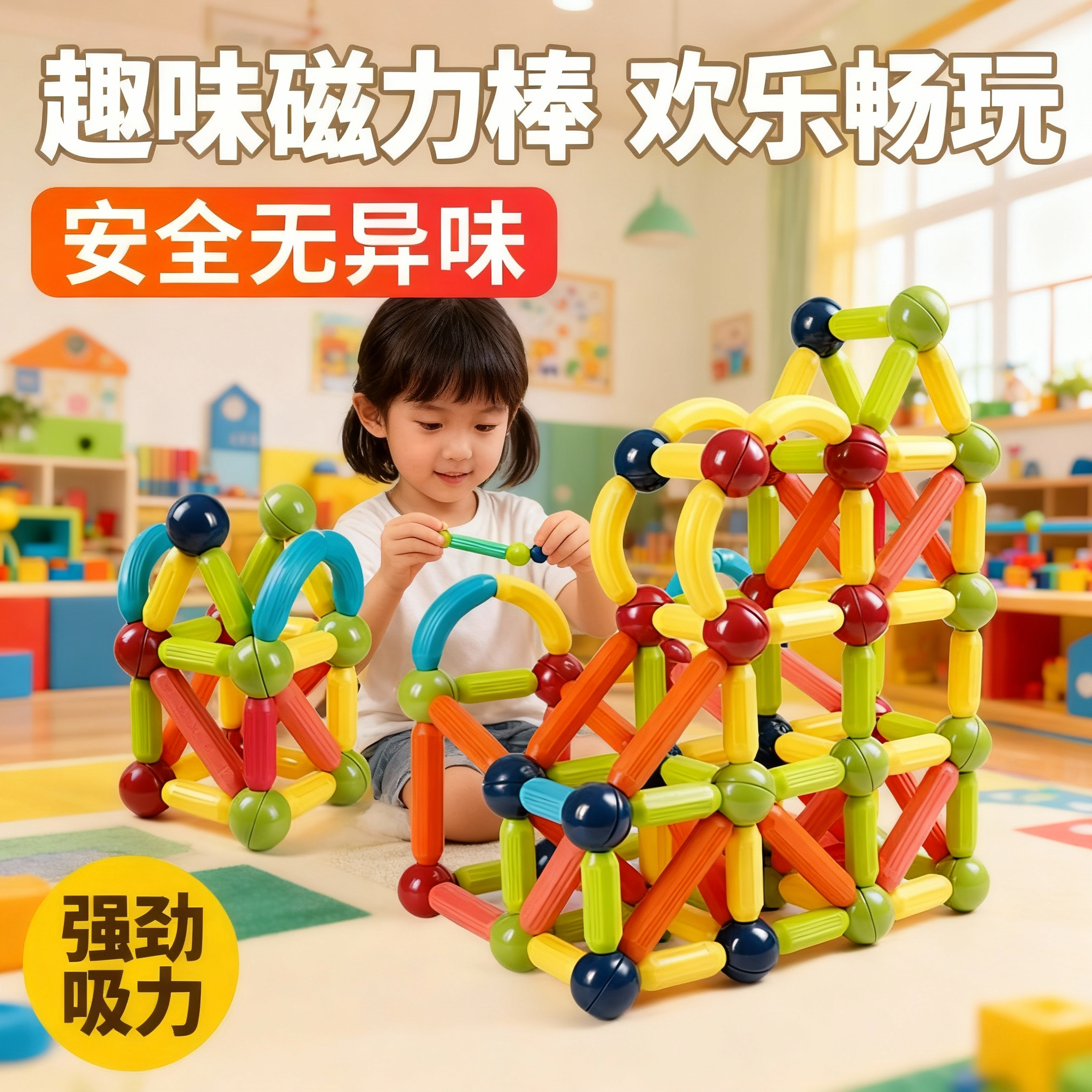 米图好玩磁力棒大颗粒强磁