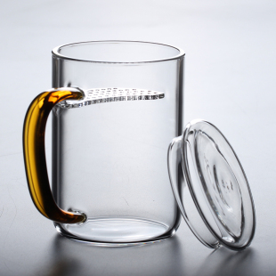 耐热绿茶杯过滤茶杯玻璃杯家用水杯杯子带把茶水分离泡茶月牙杯