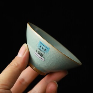宋达堂汝窑茶杯单杯个人专用主人杯斗笠杯品茗杯赏茶盏原矿玛瑙釉